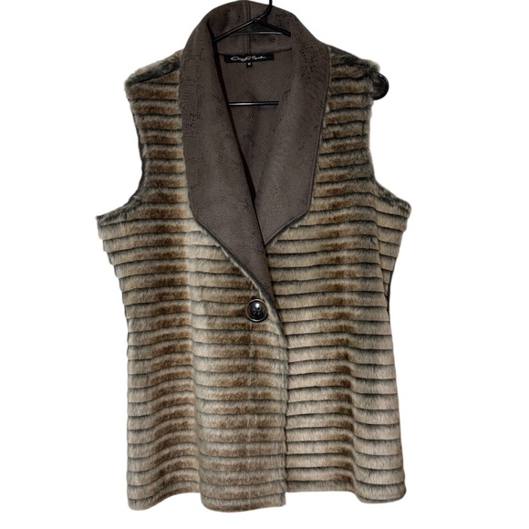 Brown Faux Fur Vest by Cheryl Nash Women’s Size Medium - Picture 1 of 7